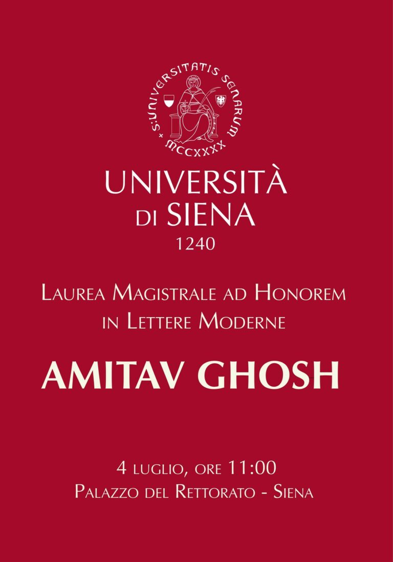 Laurea magistrale ad honorem in Lettere moderne ad Amitav Ghosh, Università di Siena (4 luglio 2024, ore 11)